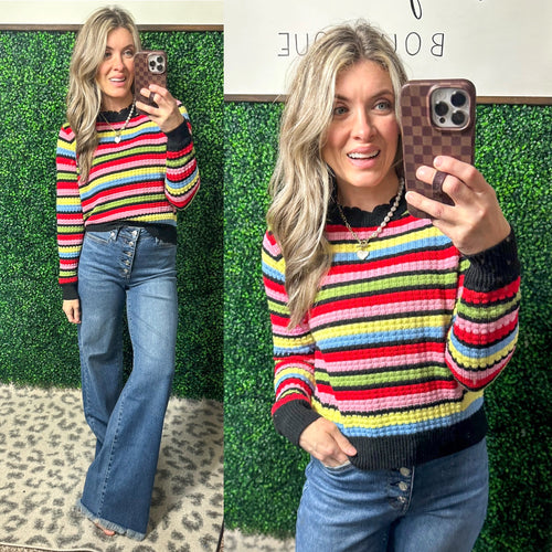 Keep Dreaming Striped Sweater - Maple Row Boutique