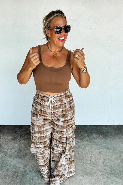 PREORDER: Plaid Behavior Wide Leg Pants - Maple Row Boutique