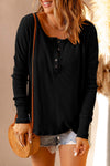 Double Take Full Size Half Button Drop Shoulder T-Shirt - Maple Row Boutique 