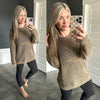 Chenille Cable Knit Sweater In Olive - Maple Row Boutique 
