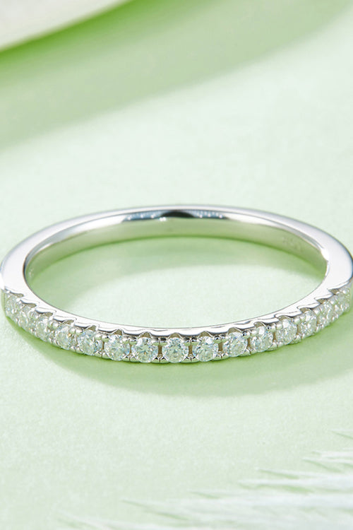 Moissanite Platinum-Plated Half-Eternity Ring - Maple Row Boutique 