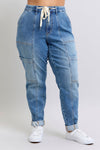 Clayton High Rise Cuffed Cargo Denim Jogger - Maple Row Boutique