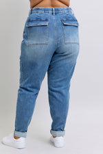 Clayton High Rise Cuffed Cargo Denim Jogger - Maple Row Boutique