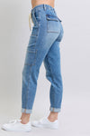 Clayton High Rise Cuffed Cargo Denim Jogger - Maple Row Boutique