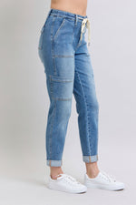Clayton High Rise Cuffed Cargo Denim Jogger - Maple Row Boutique