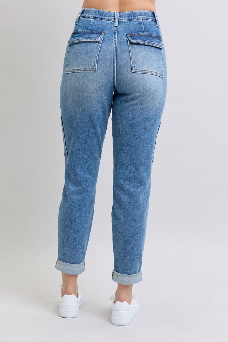 Clayton High Rise Cuffed Cargo Denim Jogger - Maple Row Boutique