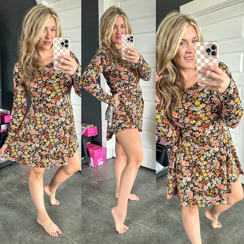 Fall Vibes Dress with attached Shorts - Maple Row Boutique 