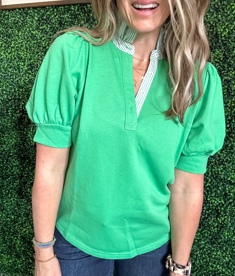 Bounding Beauty Collared Top - Maple Row Boutique