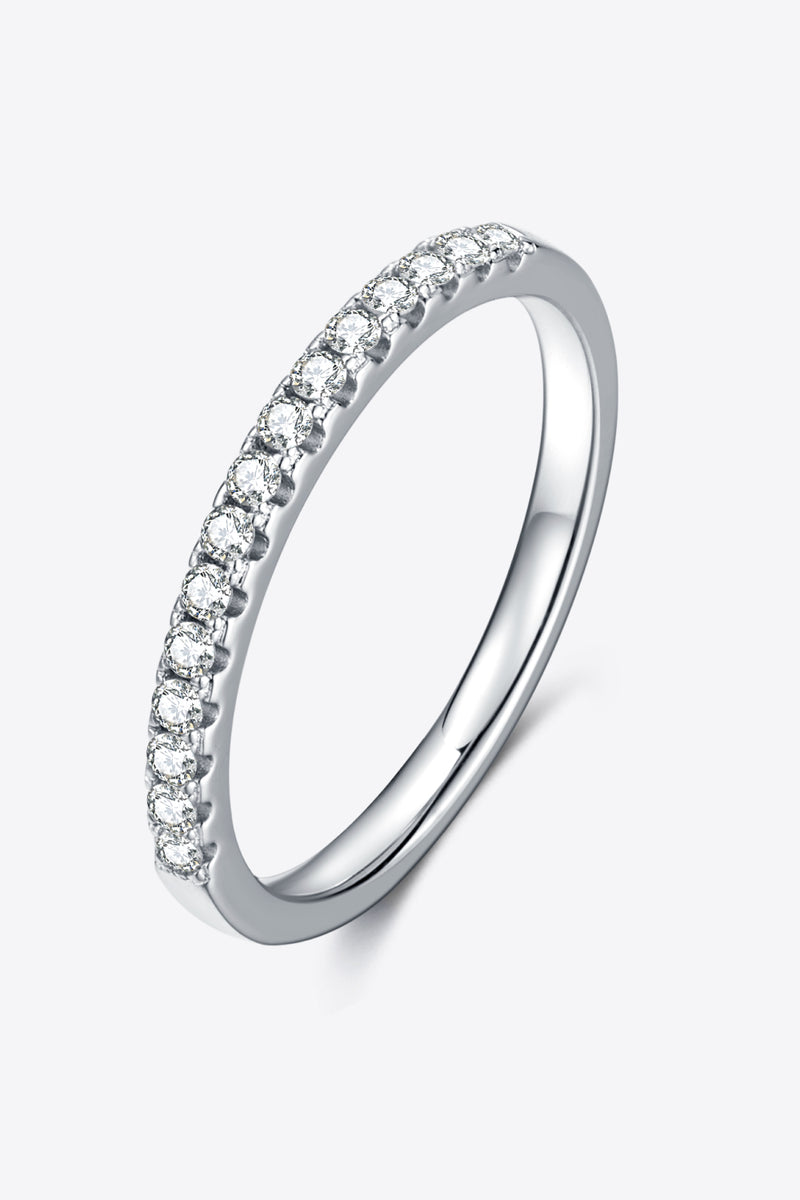 Moissanite Platinum-Plated Half-Eternity Ring - Maple Row Boutique 