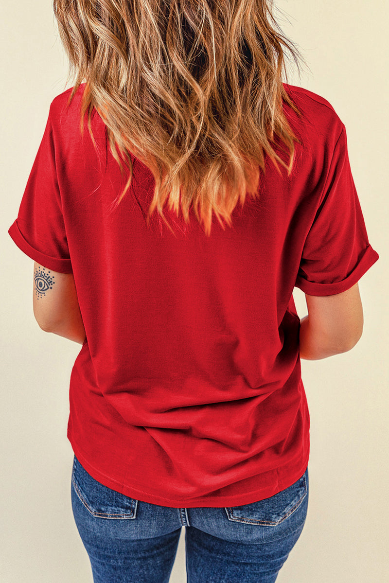 Round Neck Short Sleeve T-Shirt - Maple Row Boutique 