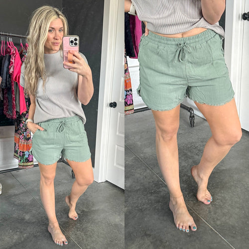 Hanging By A Moment High Rise Shorts - Maple Row Boutique 