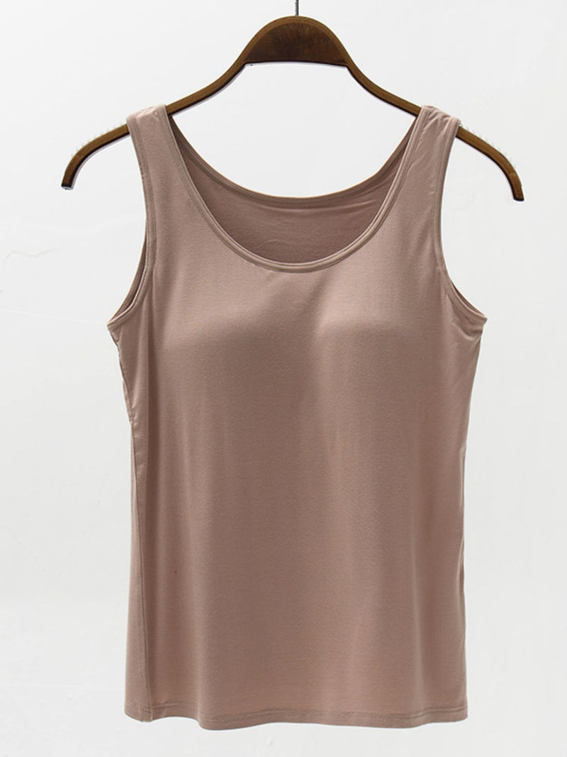 Full Size Wide Strap Modal Tank with Bra - Maple Row Boutique 