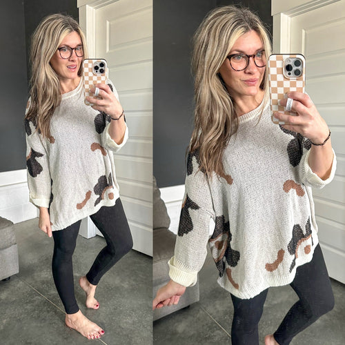 Natural Florals Sweater Knit Top - Maple Row Boutique 