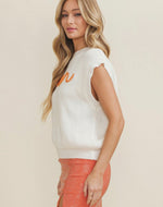 Orange and White Sweater - Maple Row Boutique 