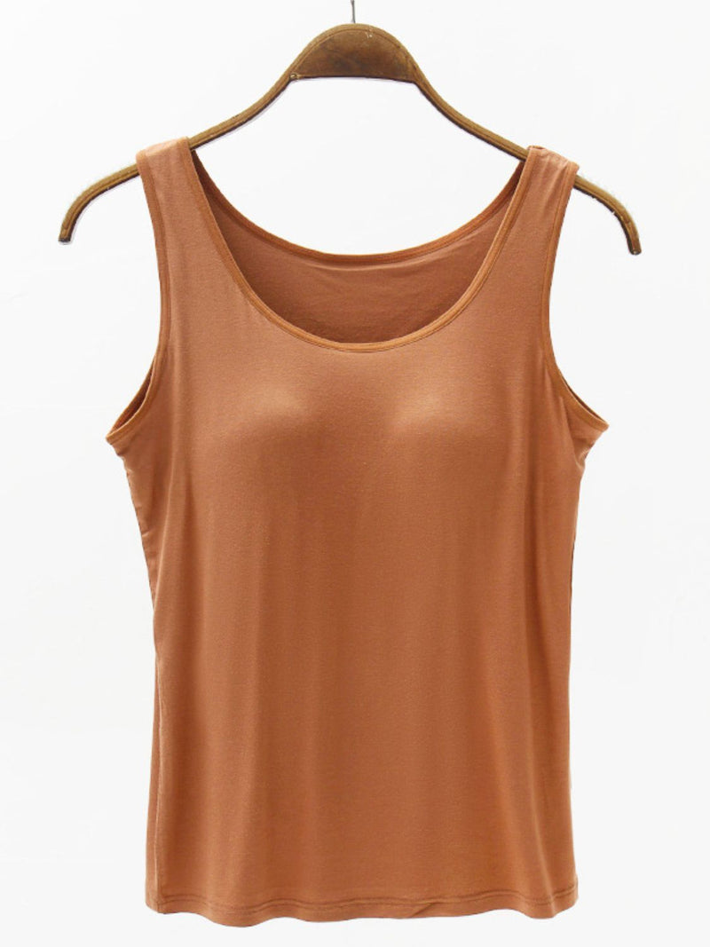 Full Size Wide Strap Modal Tank with Bra - Maple Row Boutique 