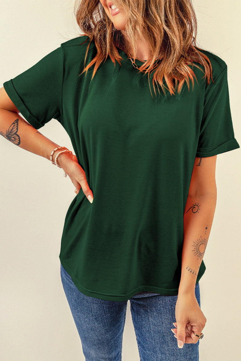 Round Neck Short Sleeve T-Shirt - Maple Row Boutique 