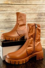 Raylin Bootie in Camel - Maple Row Boutique 
