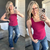 Square Neck Sleeveless Top In Pomegranate - Maple Row Boutique 