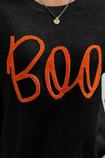 BOO Round Neck Long Sleeve Sweater - Maple Row Boutique 