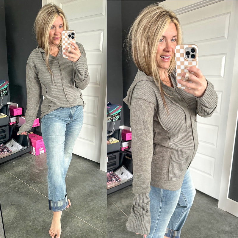 Ultra Soft Long Sleeve Hoodie In Muted Rosemary - Maple Row Boutique 
