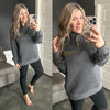 Quilted Pullover In Dark Grey & Olive - Maple Row Boutique 