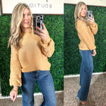 Bubbly Personality Bubble Sleeve Sweater in Wheat - Maple Row Boutique 