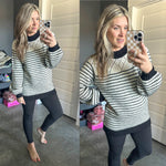 Soft Knit Sweater In Black & White With Silver Thread - Maple Row Boutique 