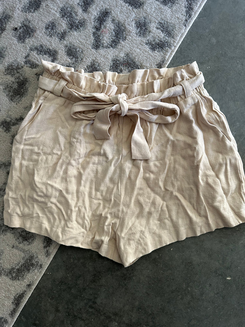 Creamy Linen Paper Bag Shorts - Maple Row Boutique
