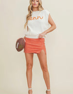 Orange and White Sweater - Maple Row Boutique 