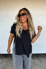 PREORDER: Joey V-Neck Washed Cotton Boyfriend Tee - Maple Row Boutique