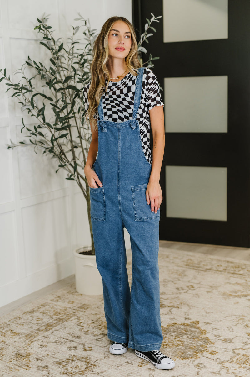 PREORDER: Adjustable Chambray Overalls - Maple Row Boutique