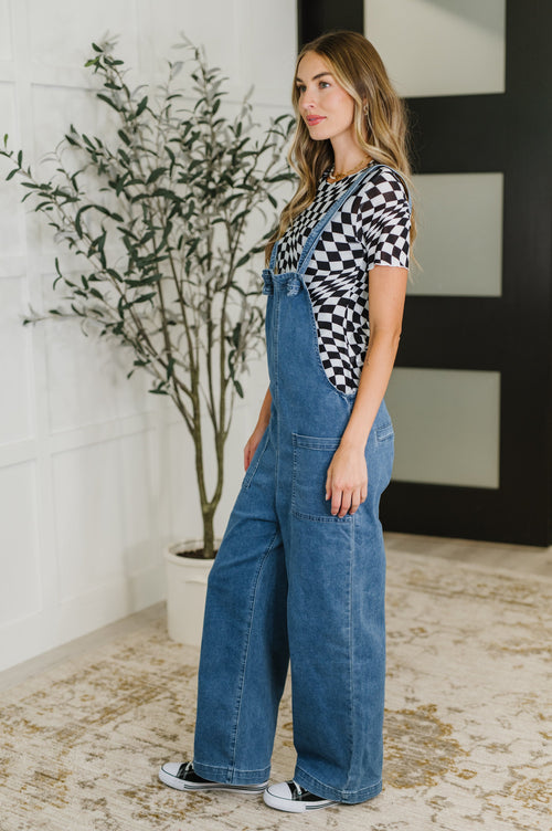 PREORDER: Adjustable Chambray Overalls - Maple Row Boutique