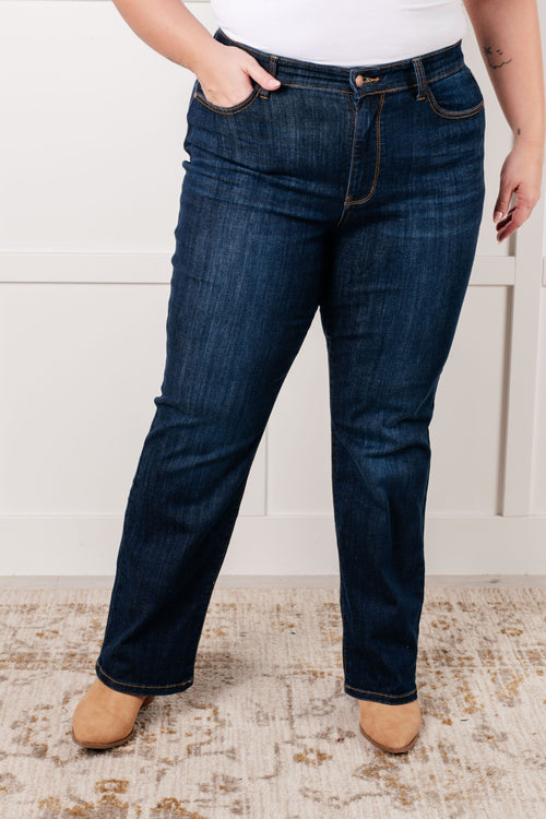 Alaina High Rise Classic Straight Jeans - Maple Row Boutique