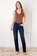 Alaina High Rise Classic Straight Jeans - Maple Row Boutique