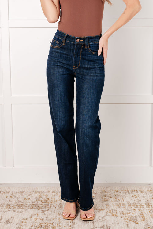 Alaina High Rise Classic Straight Jeans - Maple Row Boutique