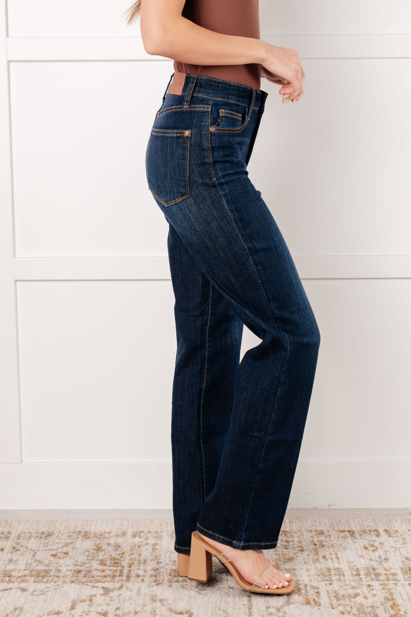 Alaina High Rise Classic Straight Jeans - Maple Row Boutique