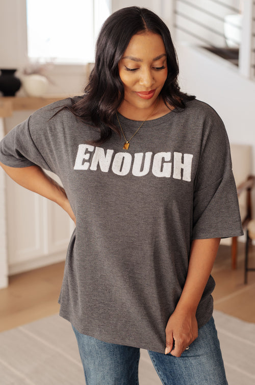 Always Enough Graphic Tee in Charcoal - Maple Row Boutique