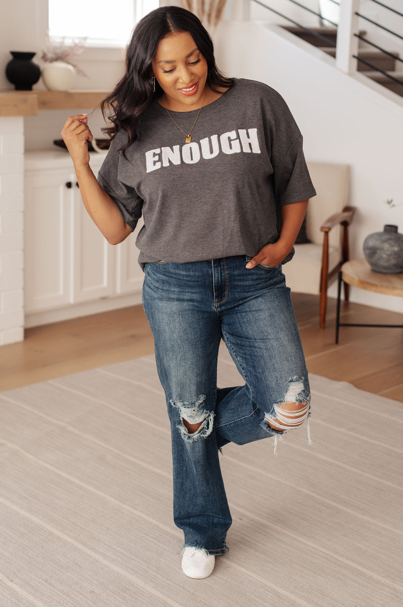 Always Enough Graphic Tee in Charcoal - Maple Row Boutique