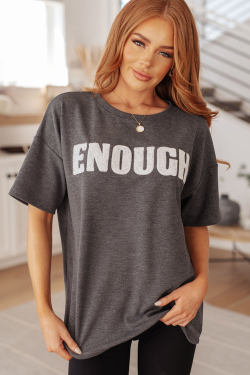 Always Enough Graphic Tee in Charcoal - Maple Row Boutique