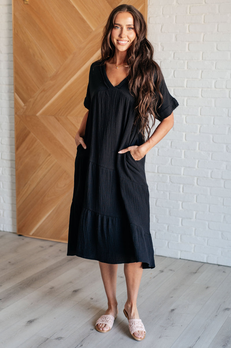 Always Learning Dolman Sleeve Dress in Black - Maple Row Boutique 