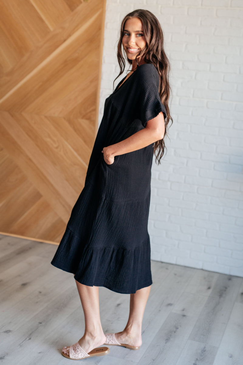 Always Learning Dolman Sleeve Dress in Black - Maple Row Boutique 