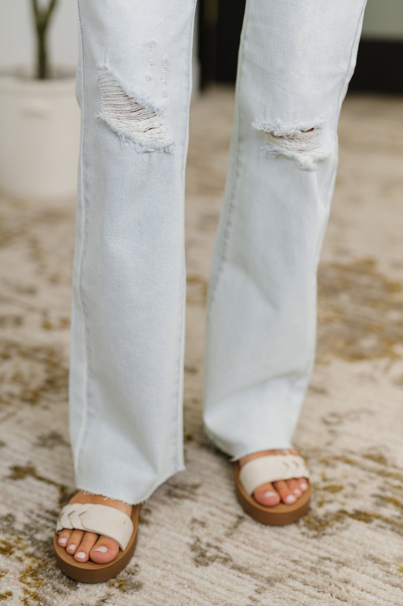 Alyse Mid Rise Destroy & Fray Hem Bootcut - Maple Row Boutique