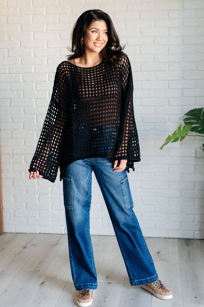 Ask Anyway Fishnet Sweater - Maple Row Boutique 