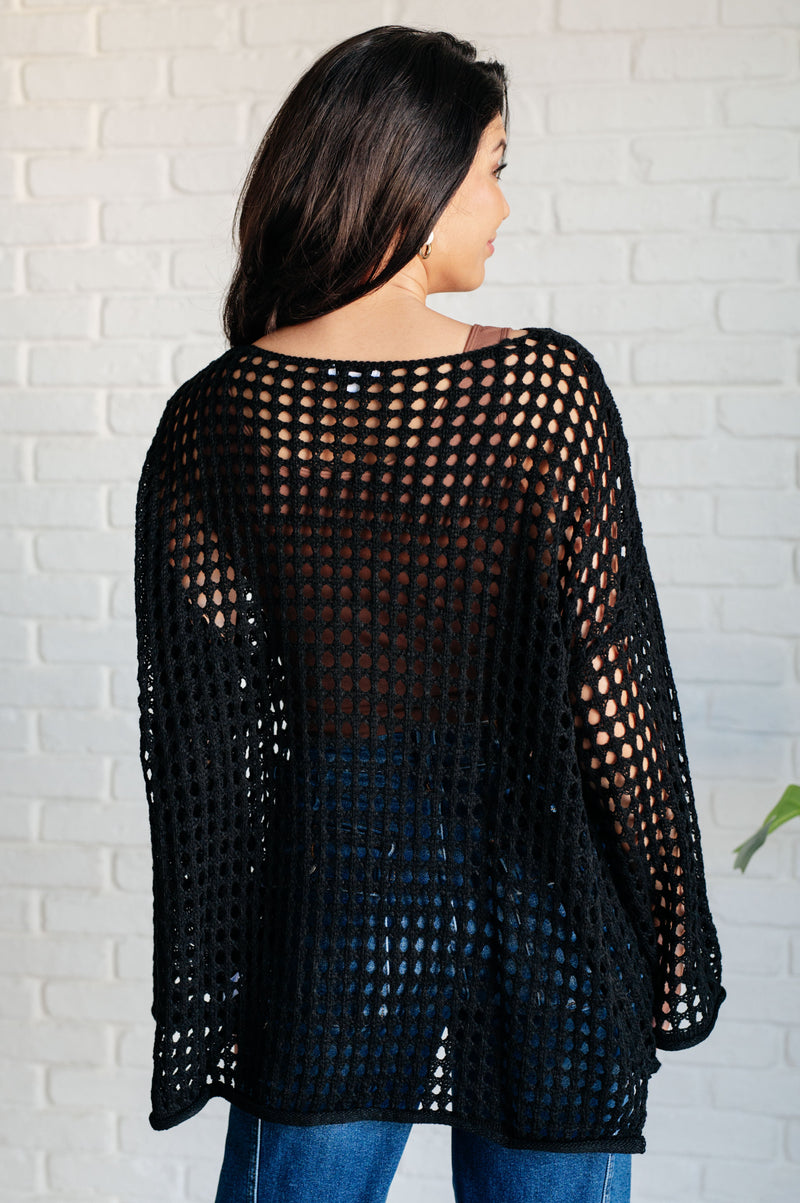 Ask Anyway Fishnet Sweater - Maple Row Boutique 