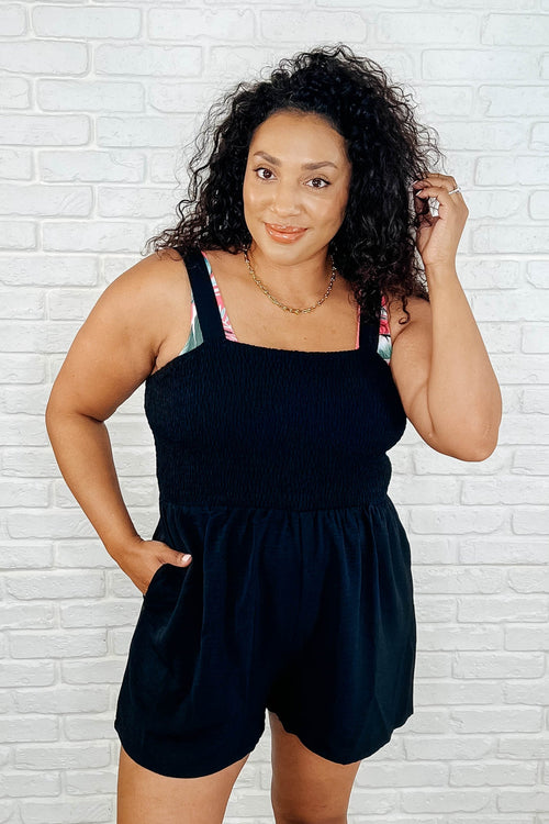 Assume the Best Square Neck Romper - Maple Row Boutique