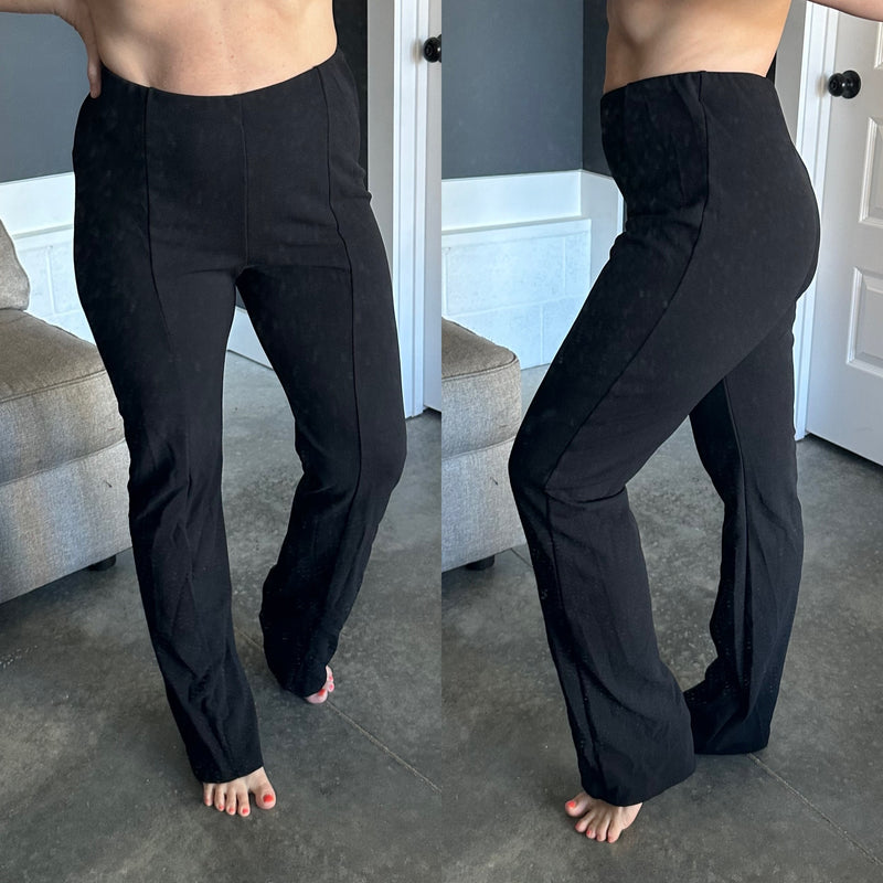Stretchy Ponte Pants With Front Seam Detail In Silent Night - Maple Row Boutique 