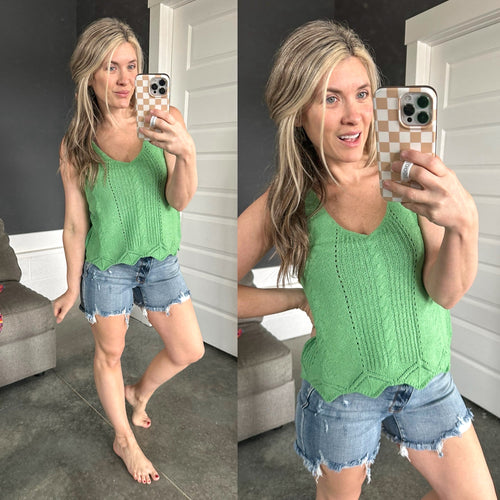 Knit Sleeveless Top In Sea Green - Maple Row Boutique 