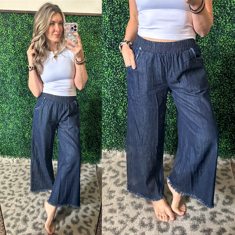 Send it On Wide Leg Denim Pants - Maple Row Boutique