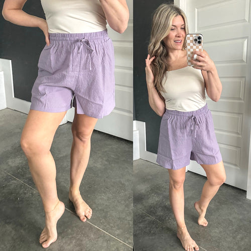 Dressy Shorts With Pockets In Lavender - Maple Row Boutique 
