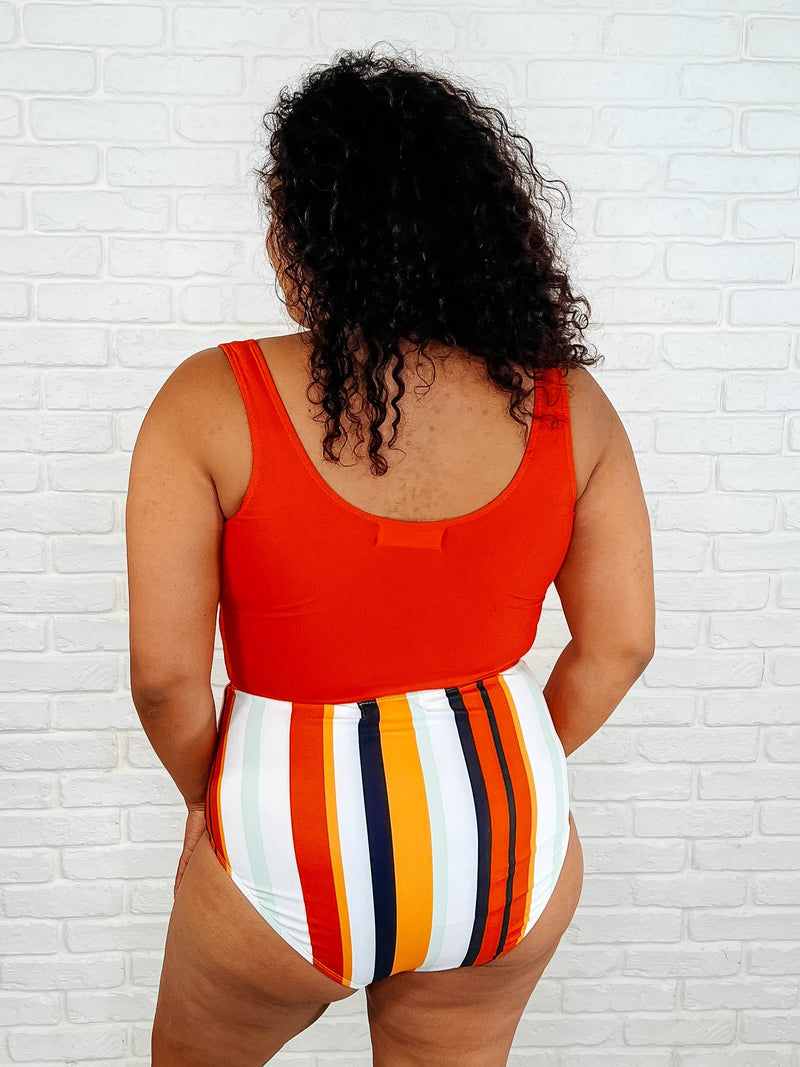 Bermuda Snap Up Swim Top in Red - Maple Row Boutique